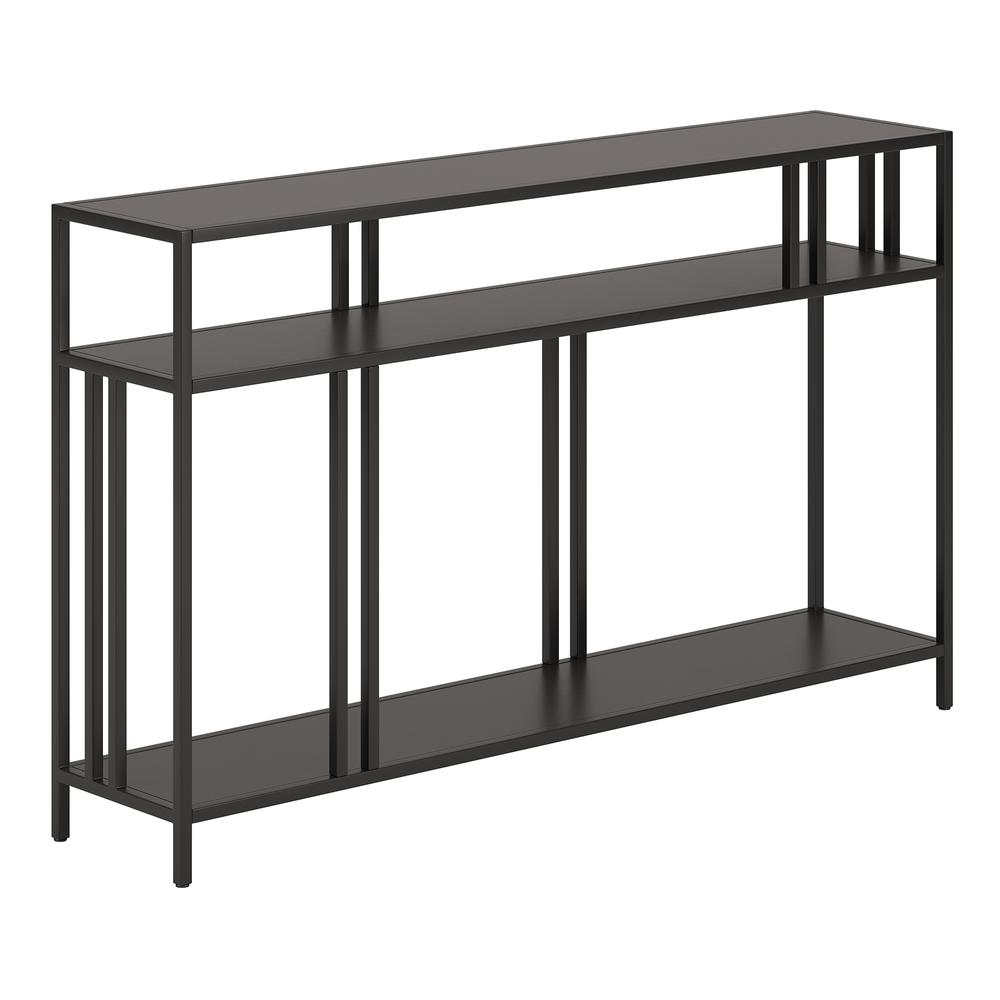 Cortland 48'' Wide Rectangular Console Table with Metal Shelves in Blackened Bronze. Picture 1
