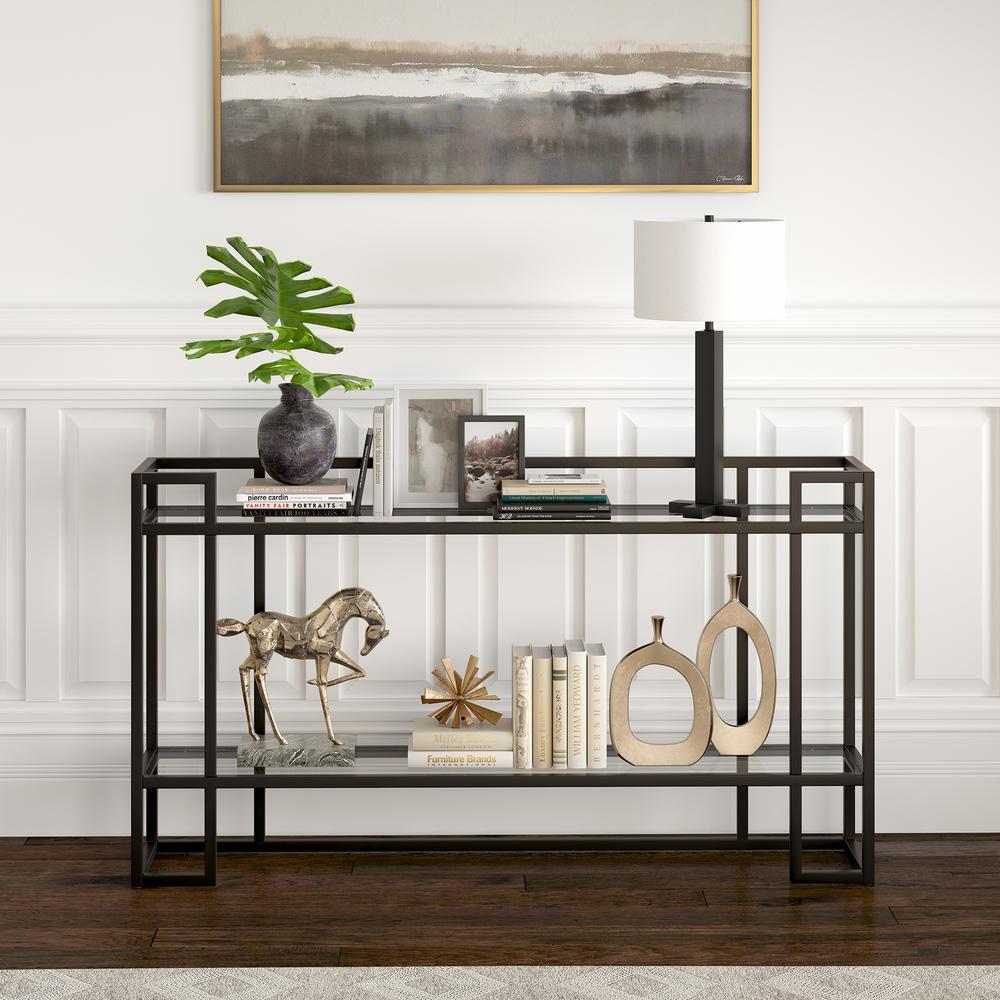 Uriel 52'' Wide Rectangular Console Table in Blackened Bronze. Picture 5