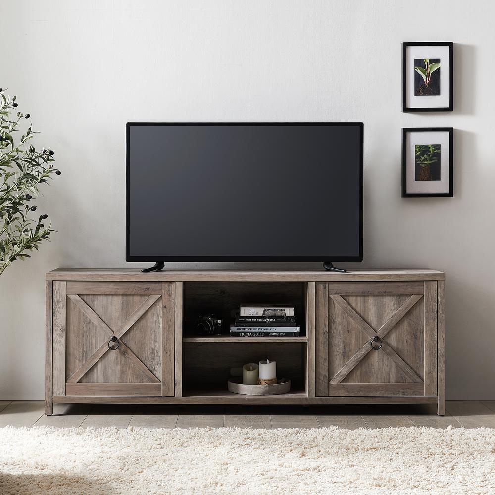 Granger Rectangular TV Stand for TV's up to 80" in Gray Oak. Picture 4