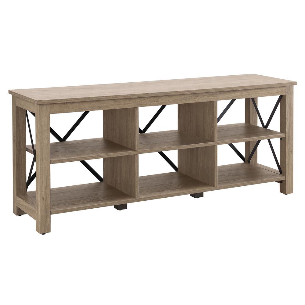 Sawyer Rectangular TV Stand for TV's up to 65" in Antiqued Gray Oak. Picture 1