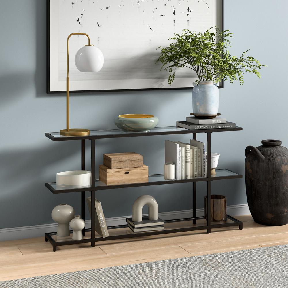 Greenwich 55'' Wide Rectangular Console Table in Blackened Bronze. Picture 2