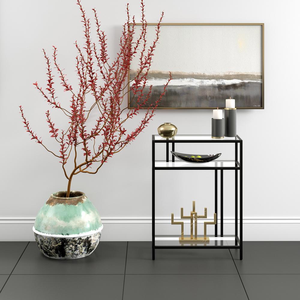 Cortland 22'' Wide Rectangular Console Table with Glass Shelves in Blackened Bronze. Picture 4
