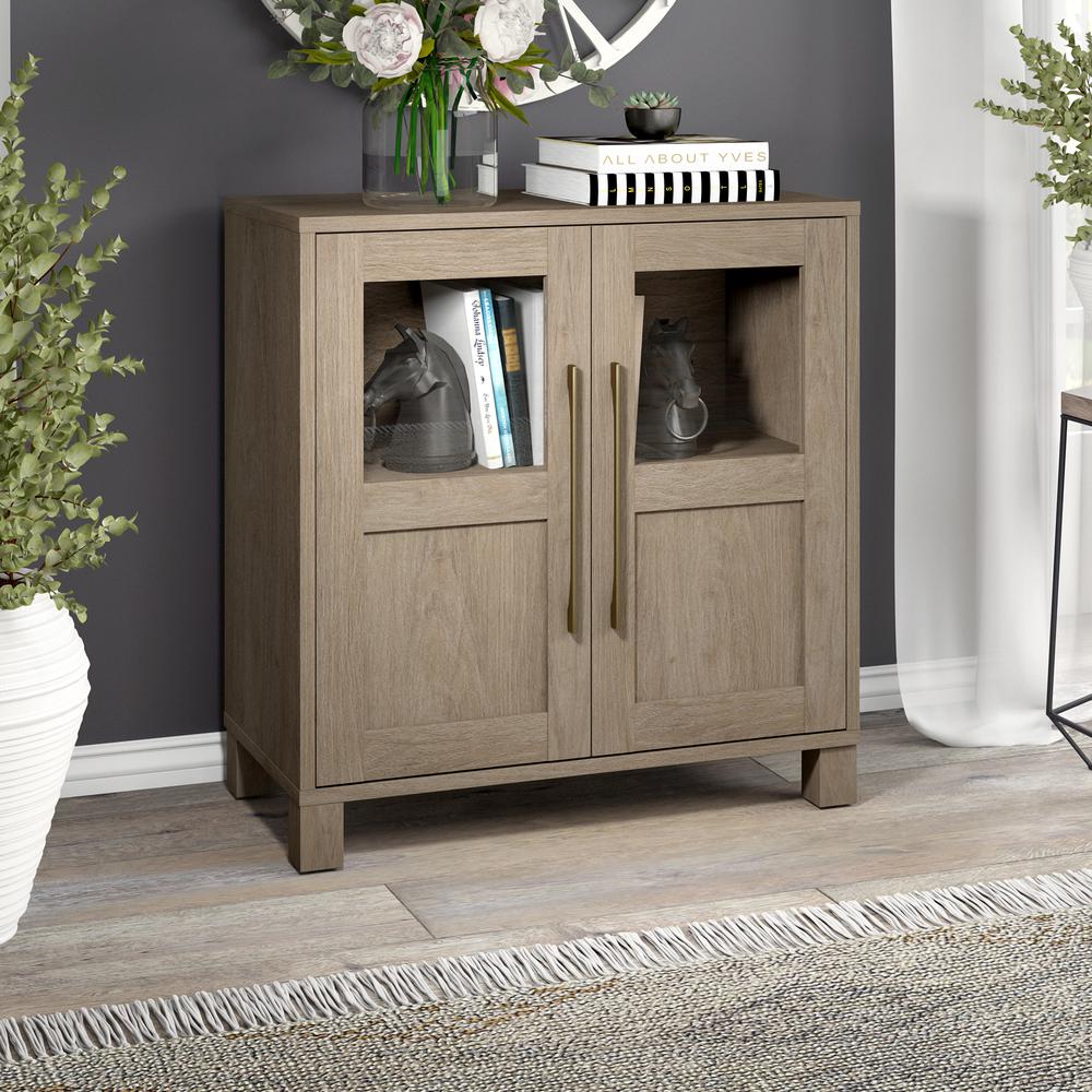 Holbrook 28" Wide Rectangular Accent Cabinet in Antiqued Gray Oak. Picture 8