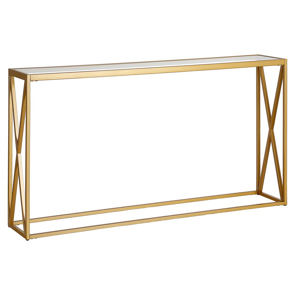 Arlo 55'' Wide Rectangular Console Table in Brass. Picture 1