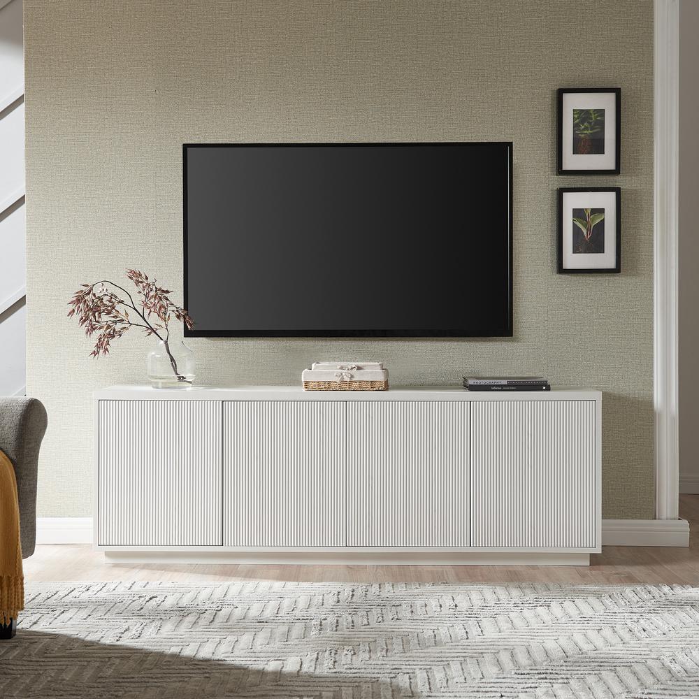 Hanson Rectangular TV Stand for TV's up to 75" in White. Picture 4