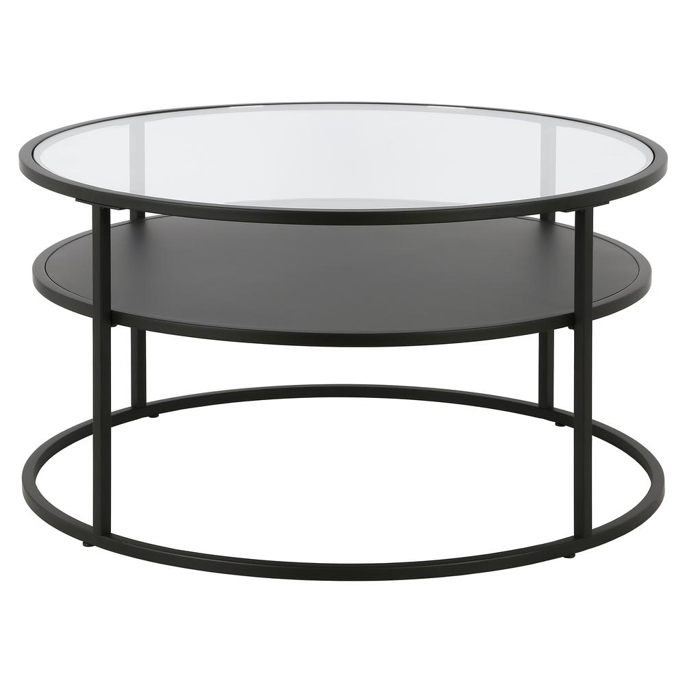 Ada 32" Wide Round Coffee Table in Blackened Bronze. Picture 4