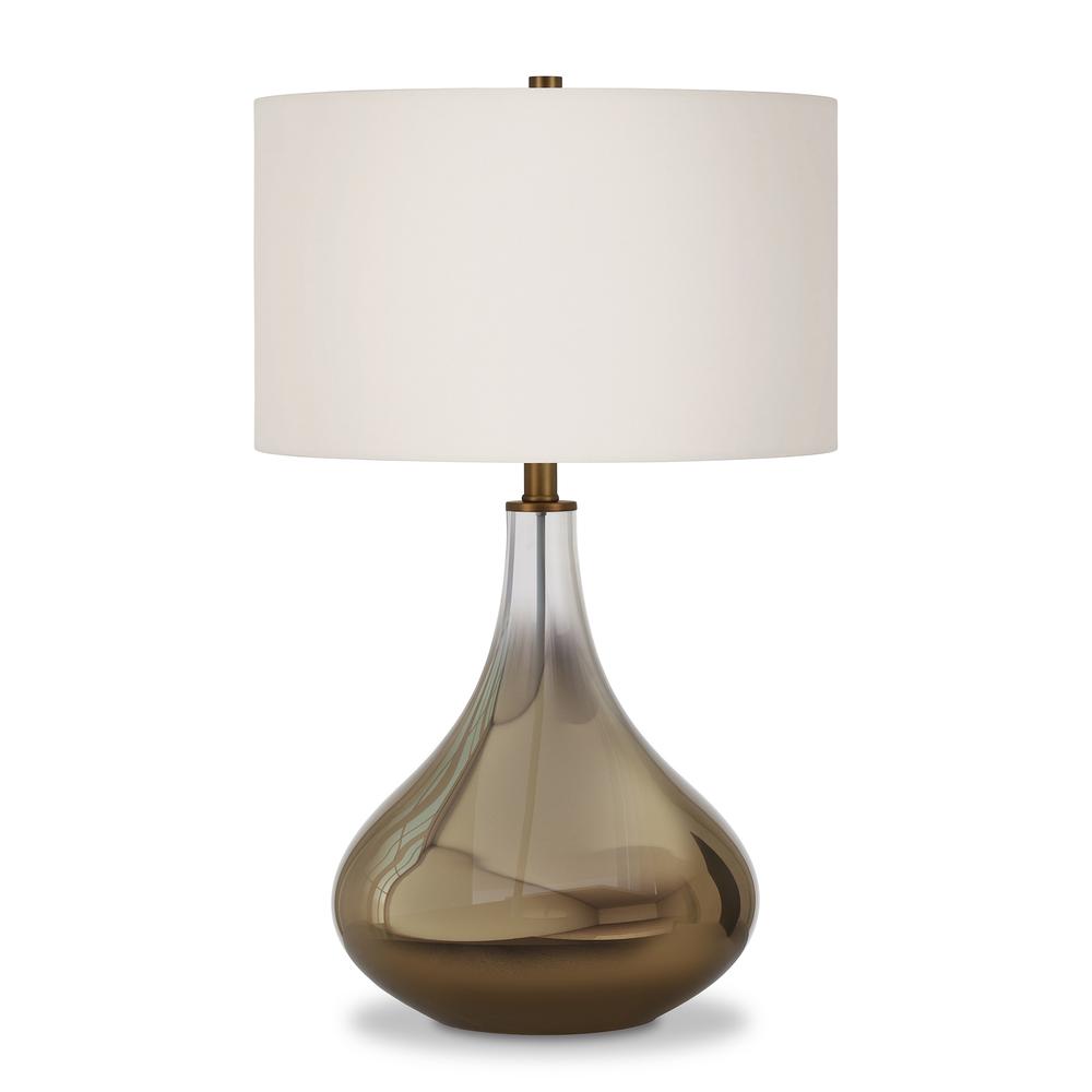 Mirabella 25.5" Tall Table Lamp with Fabric Shade in Ombre Brass Glass/White. Picture 1