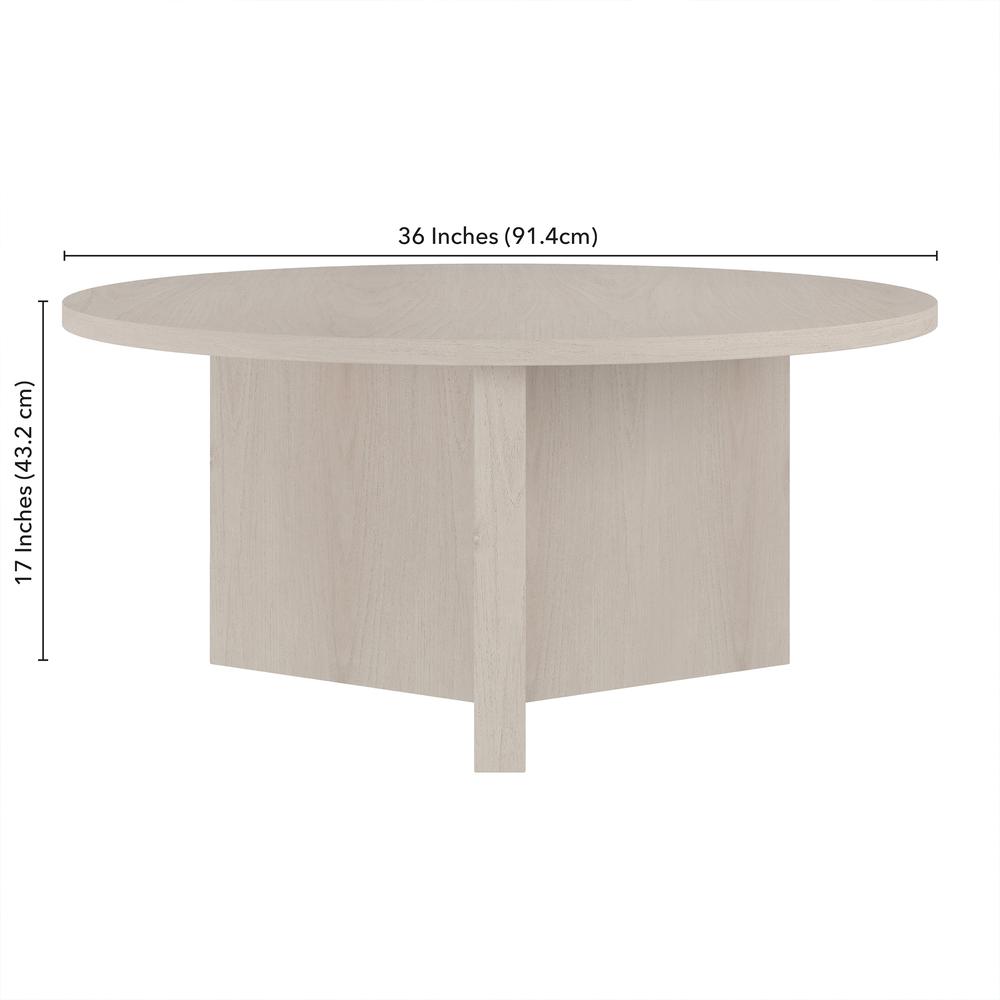 Anders 36" Wide Round Coffee Table in Alder White. Picture 5