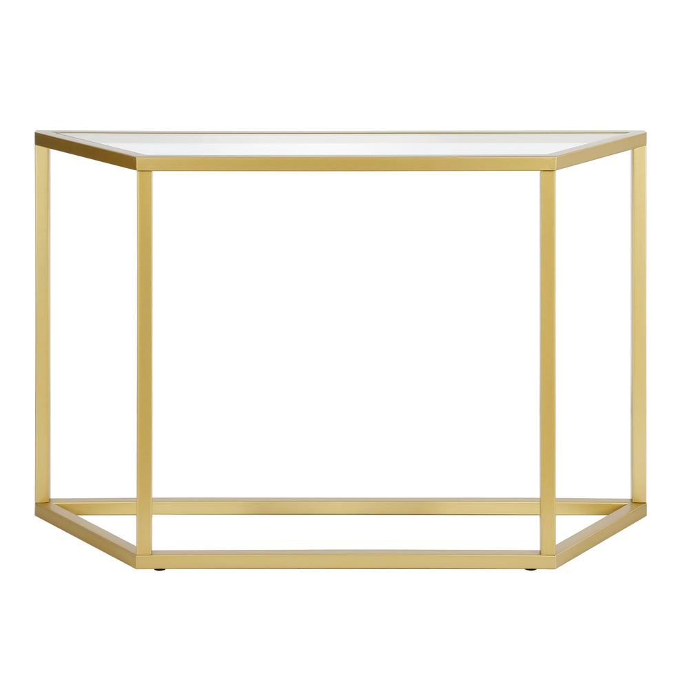 Levi 44'' Wide Trapezoid Console Table in Brass. Picture 3
