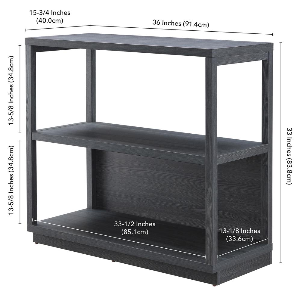 Thalia 33'' Tall Rectangular Bookcase in Charcoal Gray. Picture 3