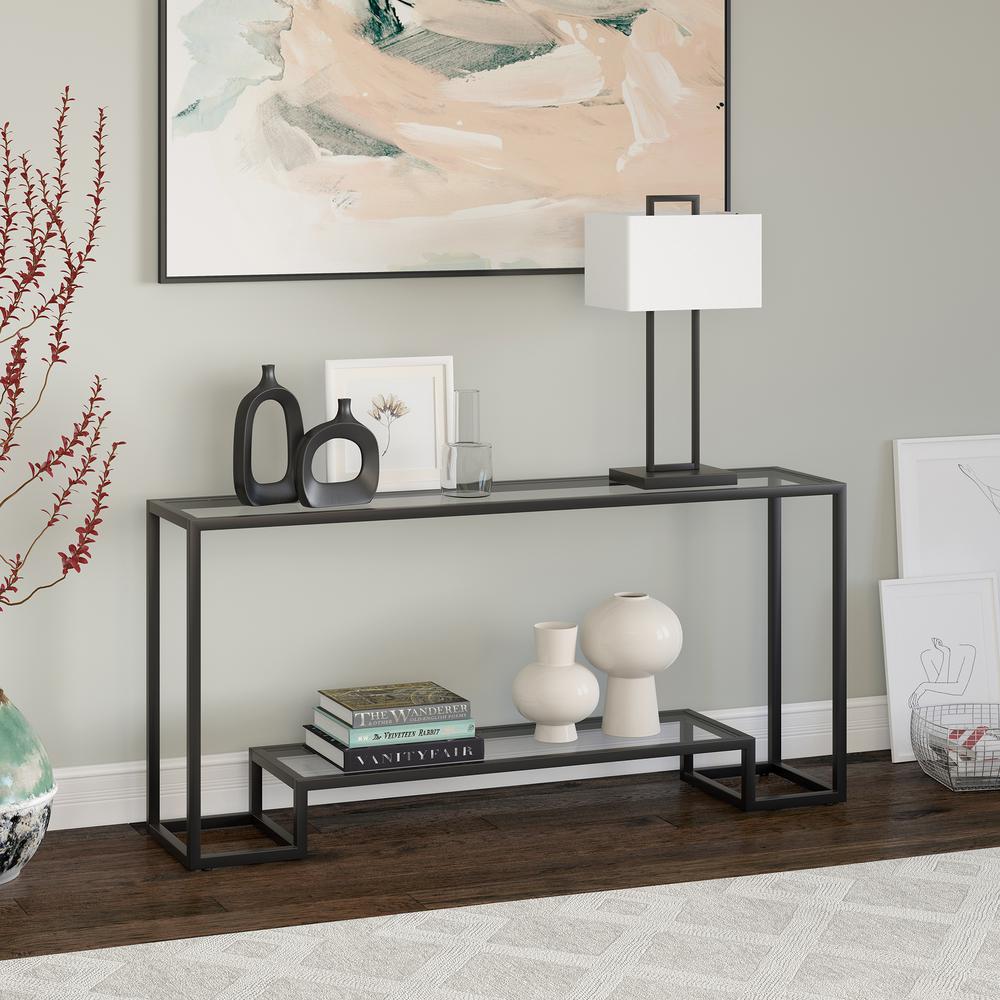 Athena 64'' Wide Rectangular Console Table in Blackened Bronze. Picture 2