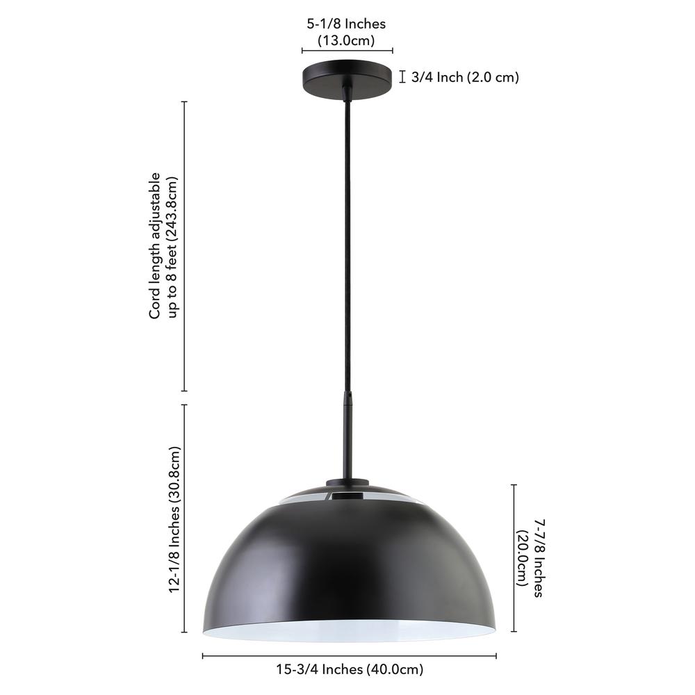 Jordyn 16" Wide Pendant with Metal Shade in Matte Black. Picture 5