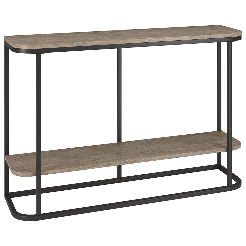 Selene 45" Wide Rectangular Console Table in Blackened Bronze/Antiqued Gray Oak. Picture 2