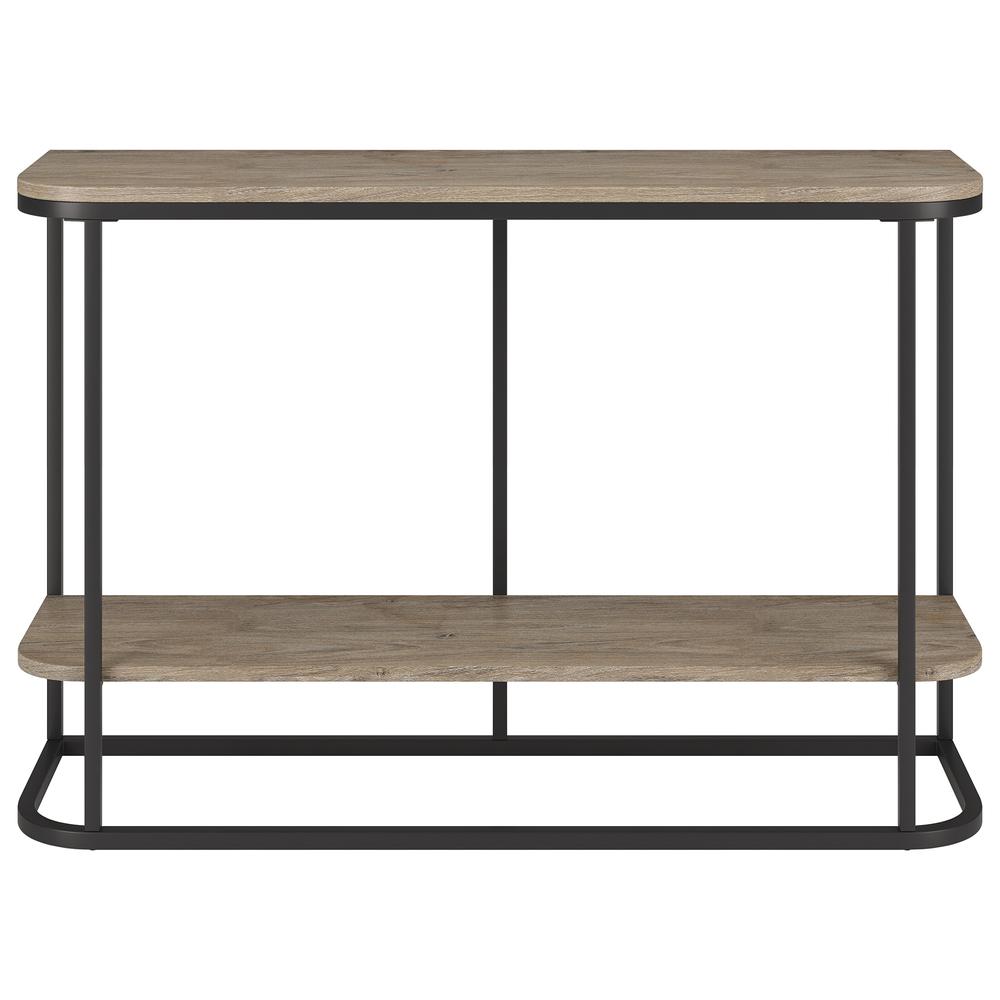 Selene 45" Wide Rectangular Console Table in Blackened Bronze/Antiqued Gray Oak. Picture 1