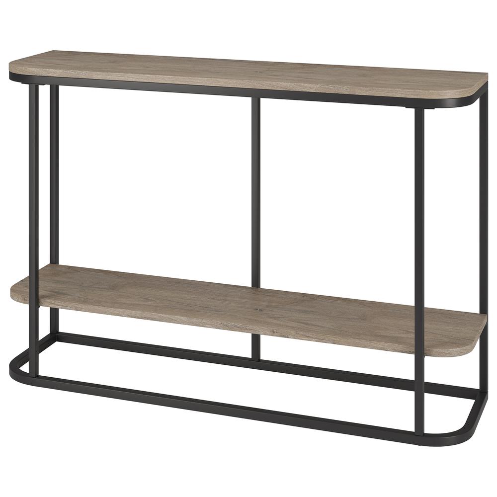 Selene 45" Wide Rectangular Console Table in Blackened Bronze/Antiqued Gray Oak. Picture 3