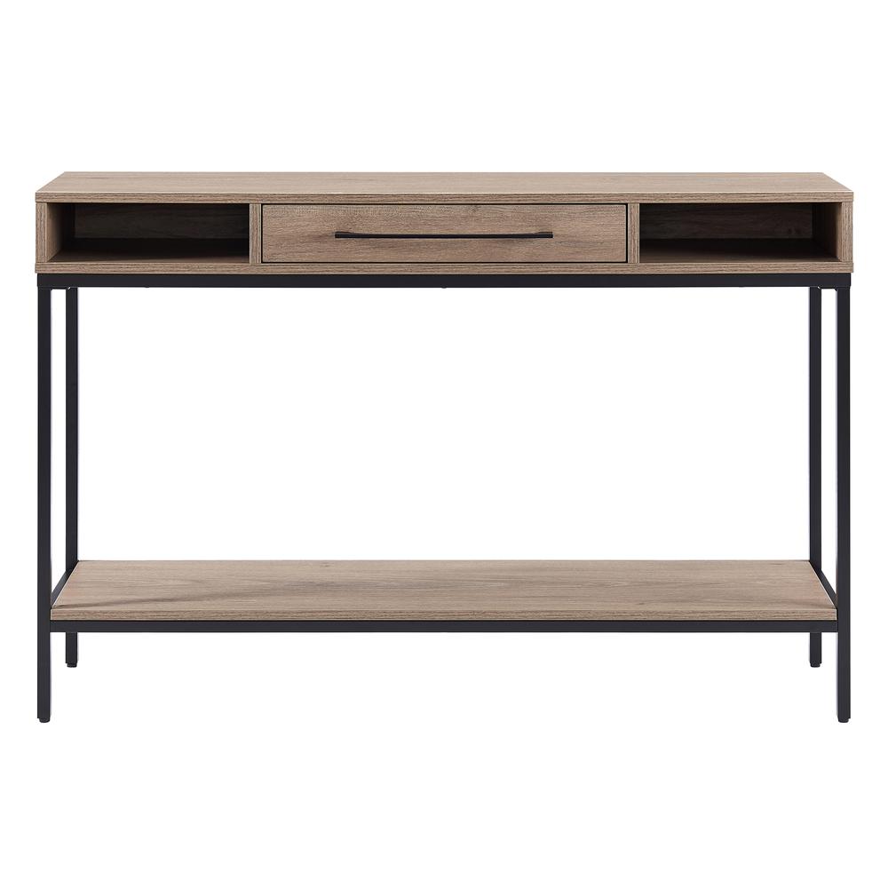 Arroyo 45" Wide Rectangular Console Table in Blackened Bronze/Antiqued Gray Oak. Picture 1