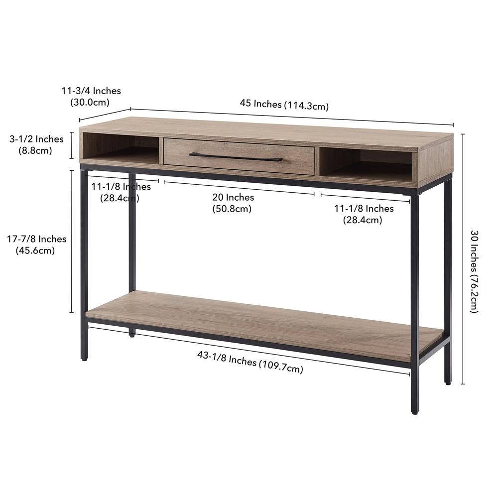 Arroyo 45" Wide Rectangular Console Table in Blackened Bronze/Antiqued Gray Oak. Picture 6
