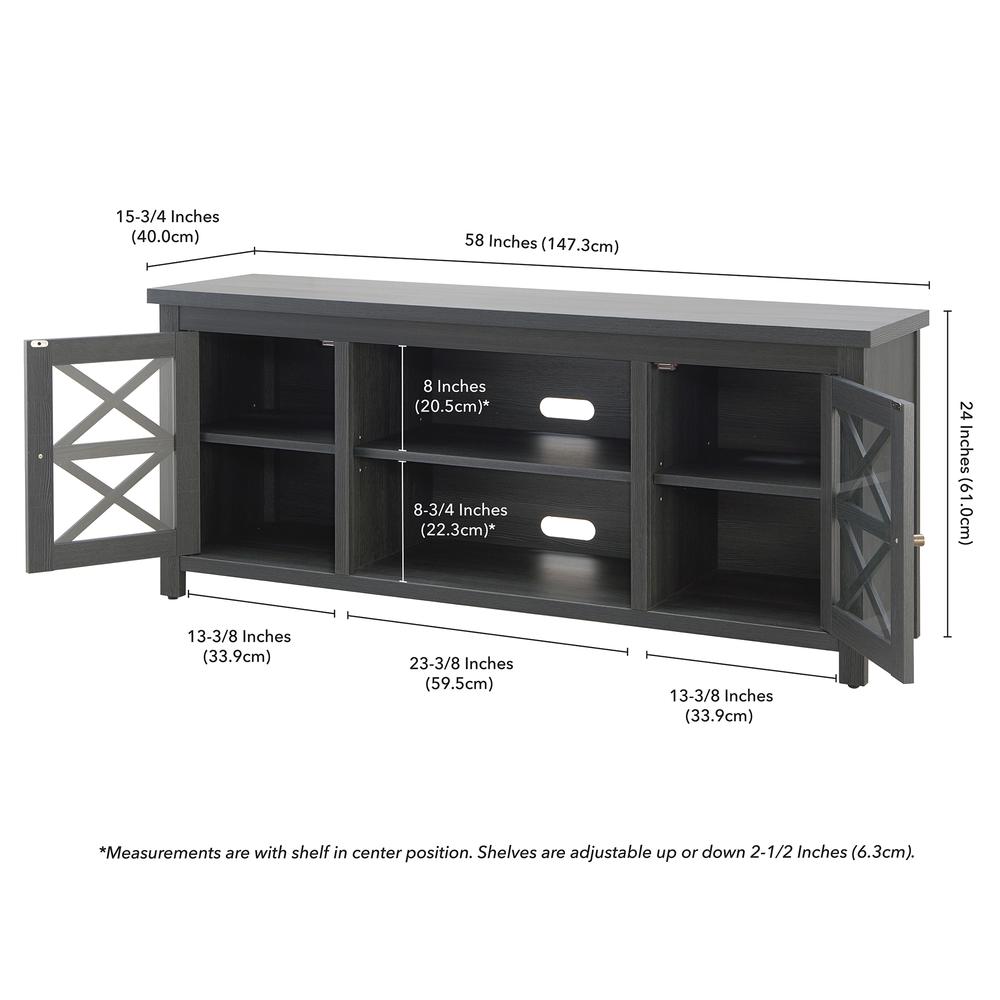Colton Rectangular TV Stand for TV's up to 65" in Charcoal Gray. Picture 5