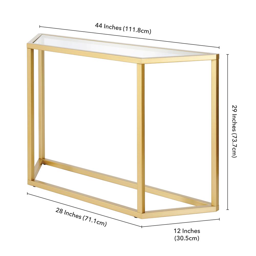 Levi 44'' Wide Trapezoid Console Table in Brass. Picture 5