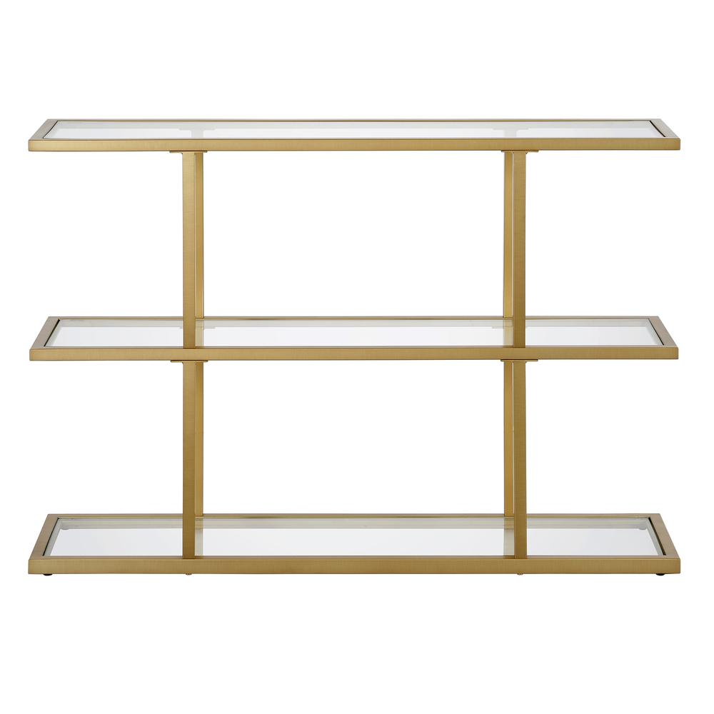 Yeardley 42'' Wide Rectangular Console Table in Brass. Picture 3