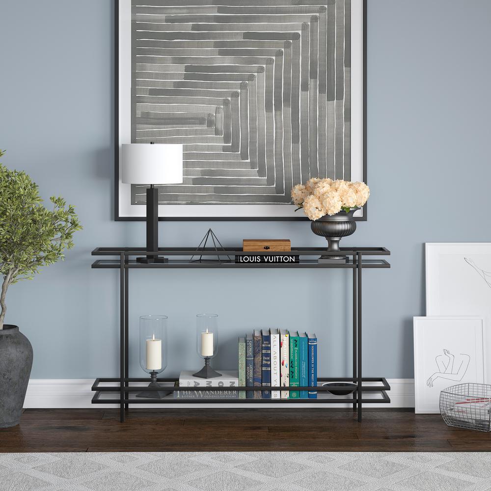 Robillard 25'' Wide Rectangular Console Table in Blackened Bronze. Picture 4
