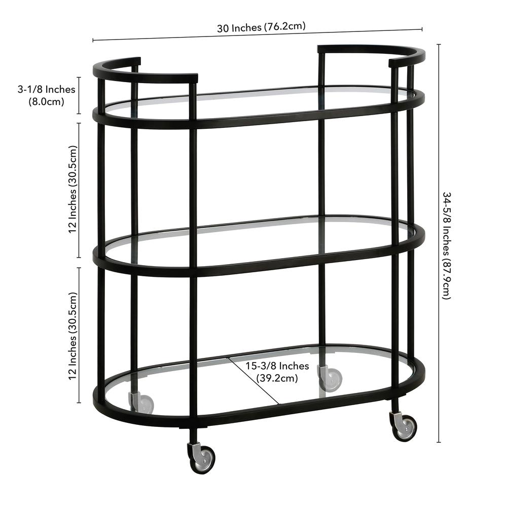 Leif 30'' Wide Oval Bar Cart in Blackened Bronze. Picture 5