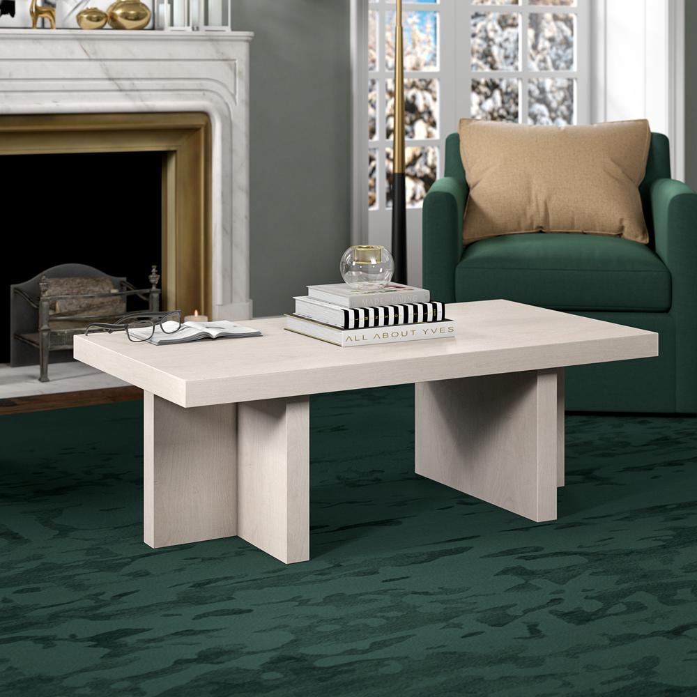 Dimitra 44" Wide Rectangular Coffee Table in Alder White. Picture 3