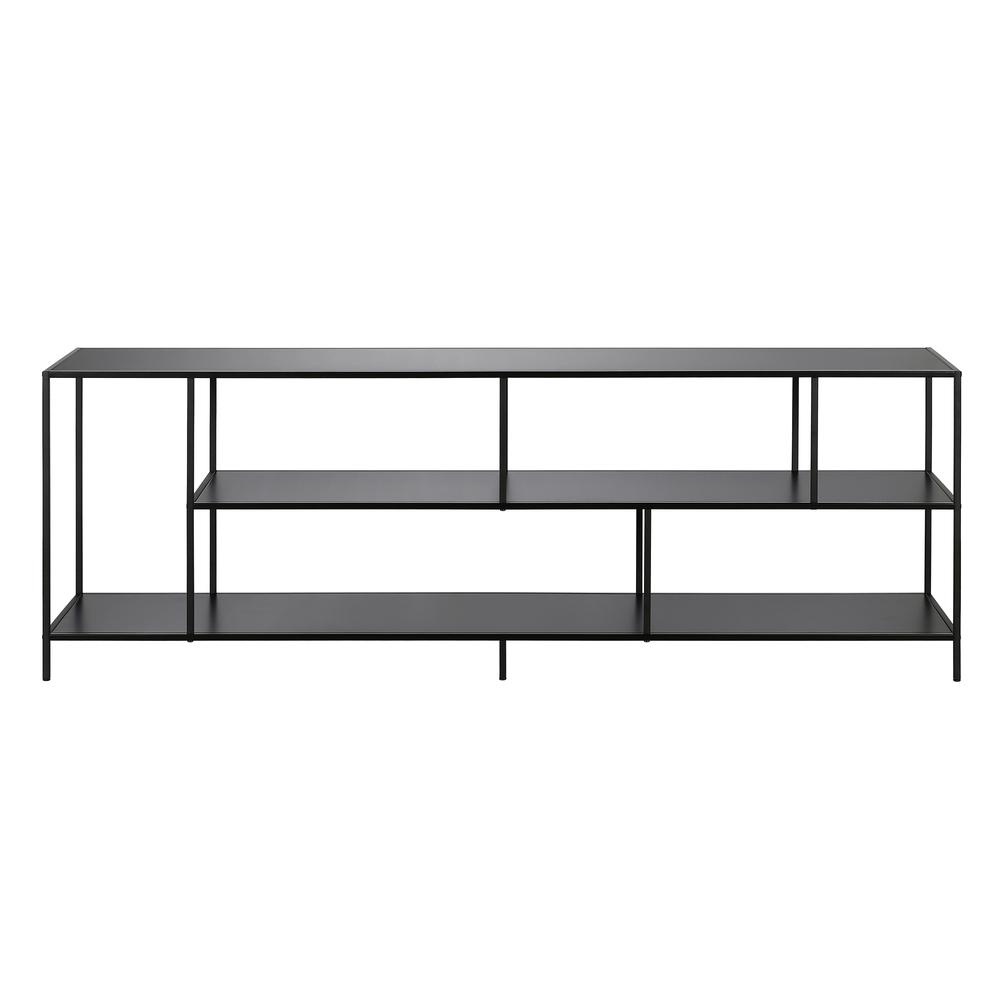 Winthrop Rectangular TV Stand with Metal Shelves for TV's up to 80" in Blackened Bronze. Picture 3