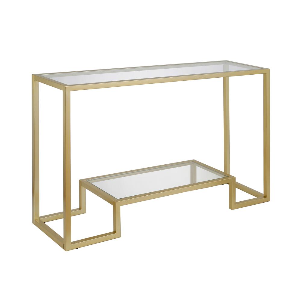 Athena 47.75'' Wide Rectangular Console Table in Brass. Picture 1