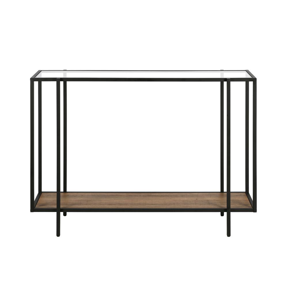 Vireo 42'' Wide Rectangular Console Table with MDF Shelf in Blackened Bronze/Rustic Oak. Picture 3