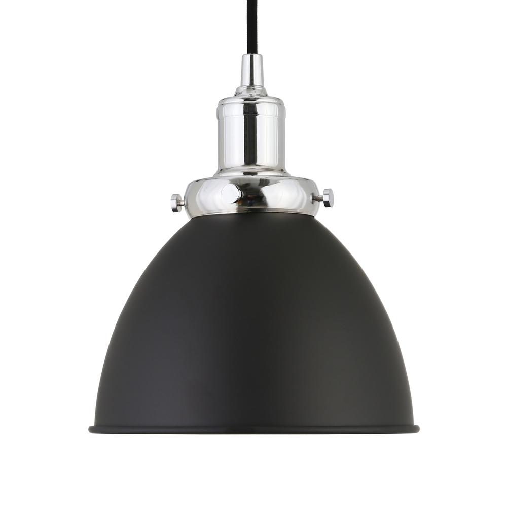 Madison 8" Wide Pendant with Metal Shade in Blackened Bronze/Polished Nickel/Blackened Bronze. Picture 1