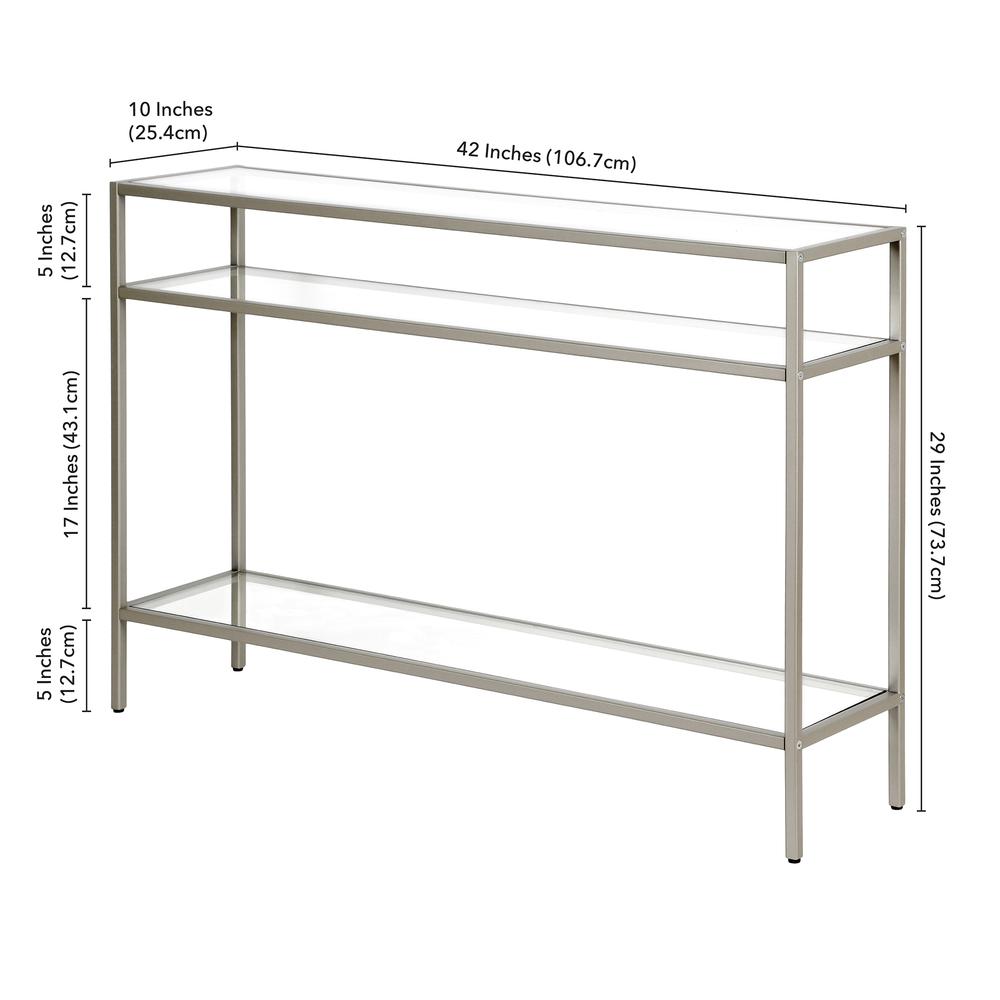 Siviline 42'' Wide Rectangular Console Table in Satin Nickel. Picture 5