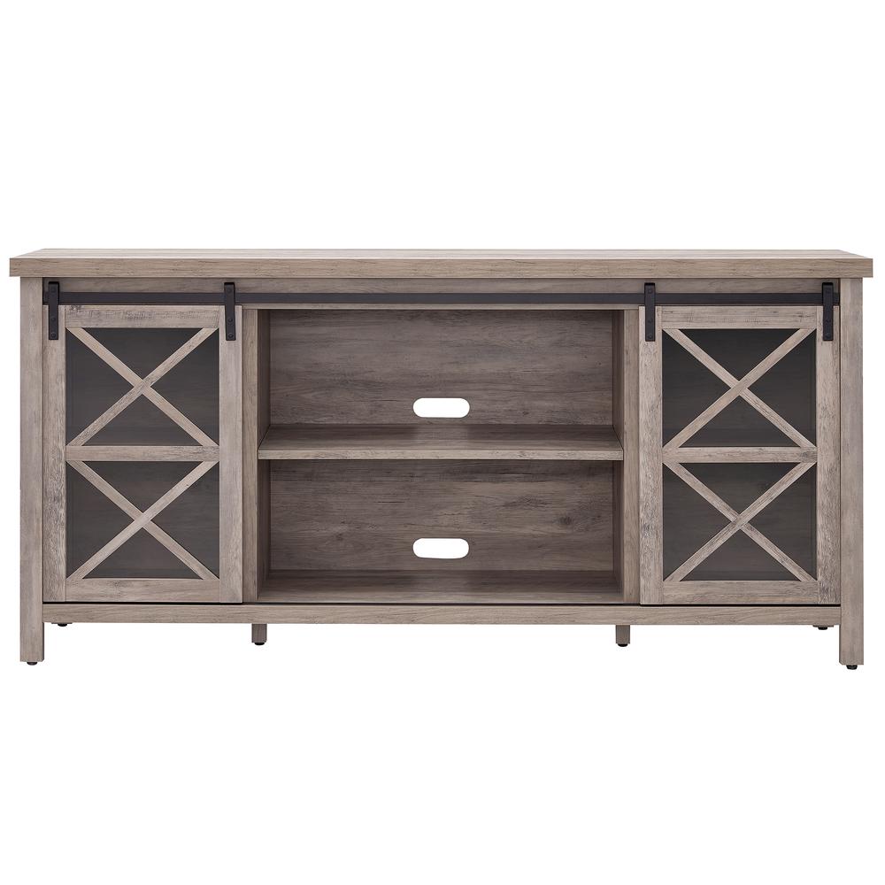 Clementine Rectangular TV Stand for TV's up to 80" in Gray Oak. Picture 3