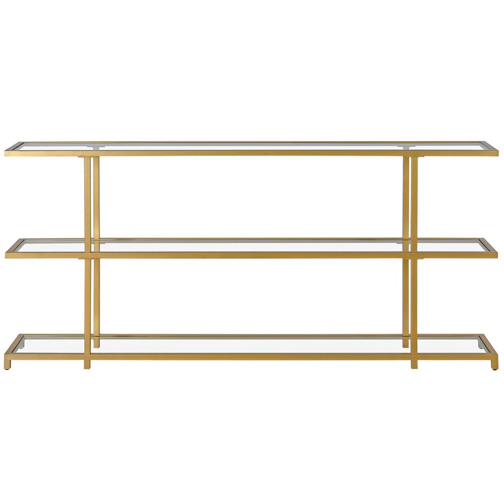 Greenwich 64'' Wide Rectangular Console Table in Brass. Picture 3