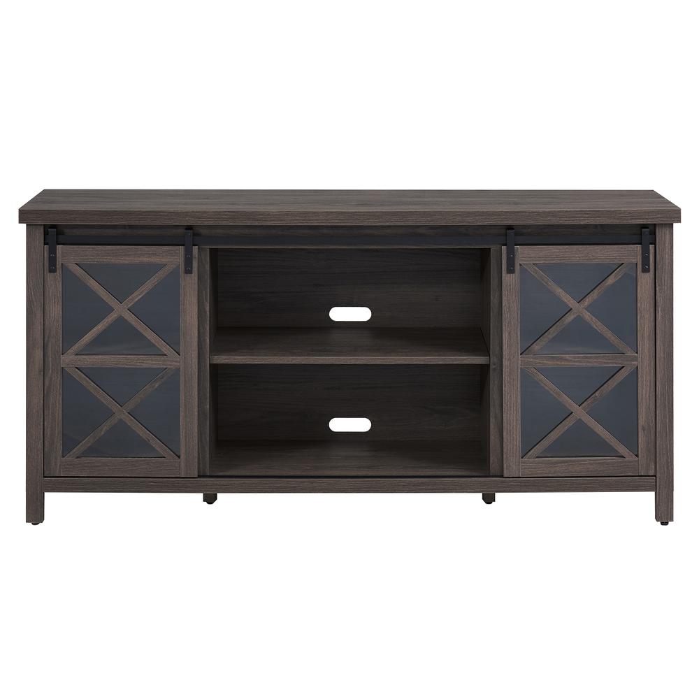 Clementine Rectangular TV Stand for TV's up to 80" in Alder Brown. Picture 3
