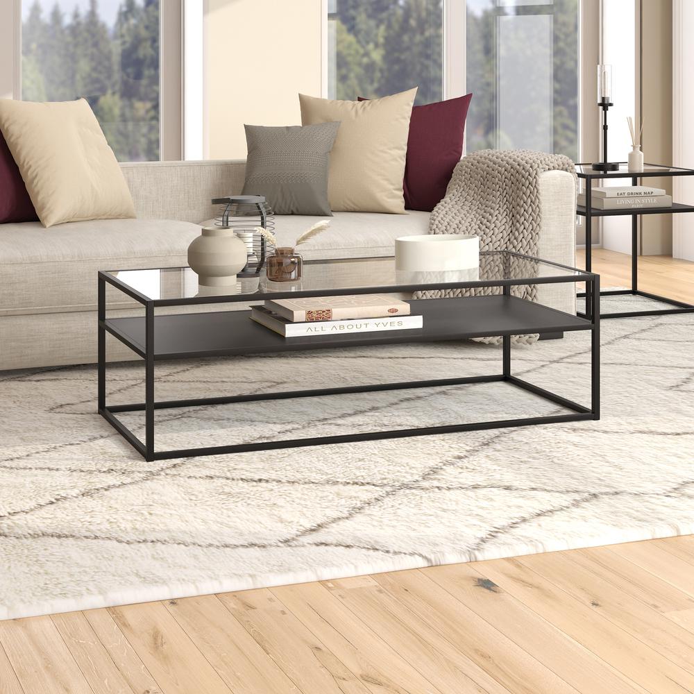 Ada 54'' Wide Rectangular Coffee Table in Blackened Bronze. Picture 2