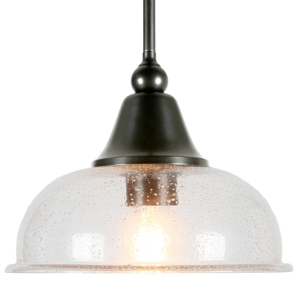 Magnolia 10.75" Wide Pendant with Glass Shade in Aged Steel/Seeded. Picture 3
