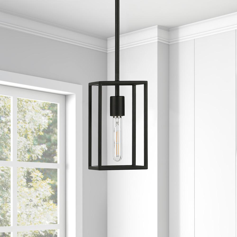 Cuadro 6" Wide Open-Framed Pendant in Blackened Bronze/No Shade. Picture 2