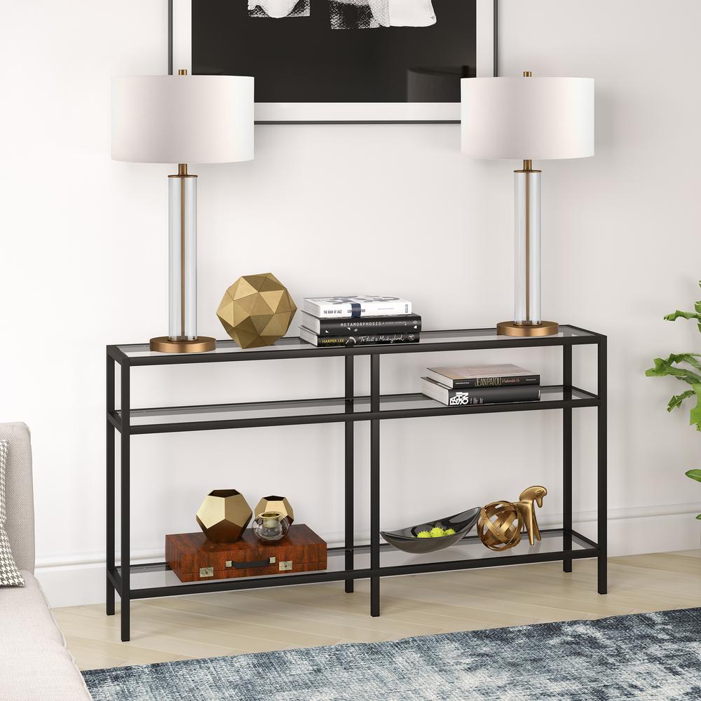 Sivil 55'' Wide Rectangular Console Table in Blackened Bronze. Picture 2