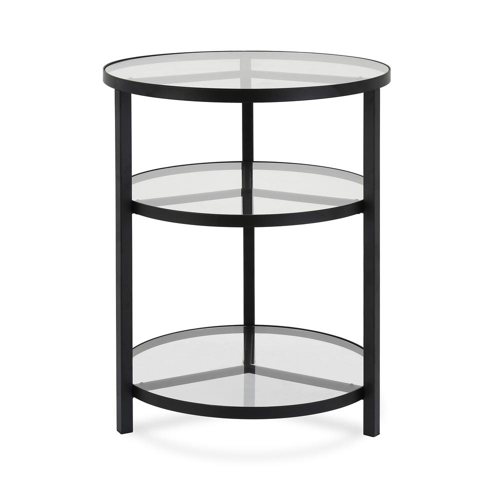 Helena 18.5'' Wide Round Side Table in Blackened Bronze. Picture 1
