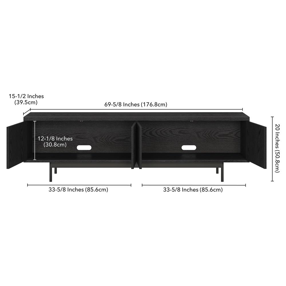Whitman Rectangular TV Stand for TV's up to 75" in Black Grain. Picture 5