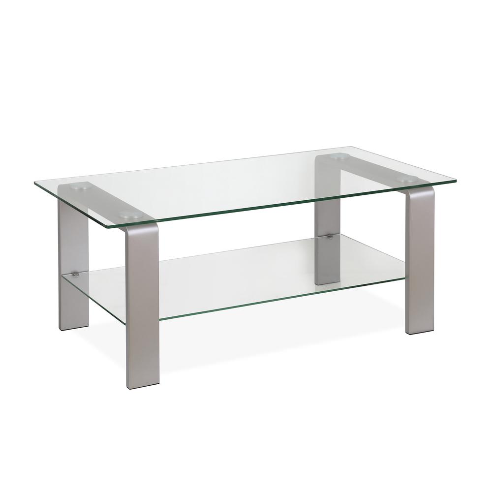Asta 40'' Wide Rectangular Coffee Table in Nickel. Picture 1