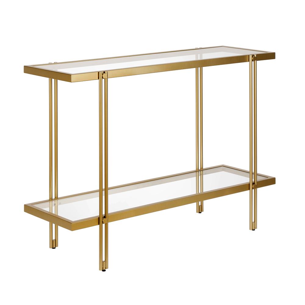 Inez 42'' Wide Rectangular Console Table in Brass. Picture 1