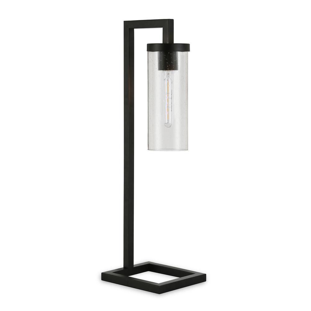 Malva 26" Tall Table Lamp with Glass Shade in Blackened Bronze/Seeded. Picture 1