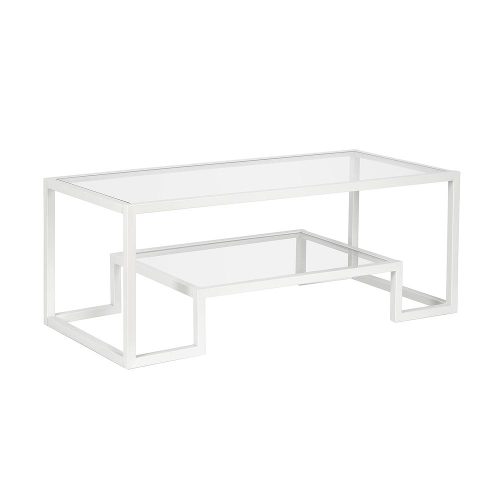 Athena 45'' Wide Rectangular Coffee Table in White. Picture 1