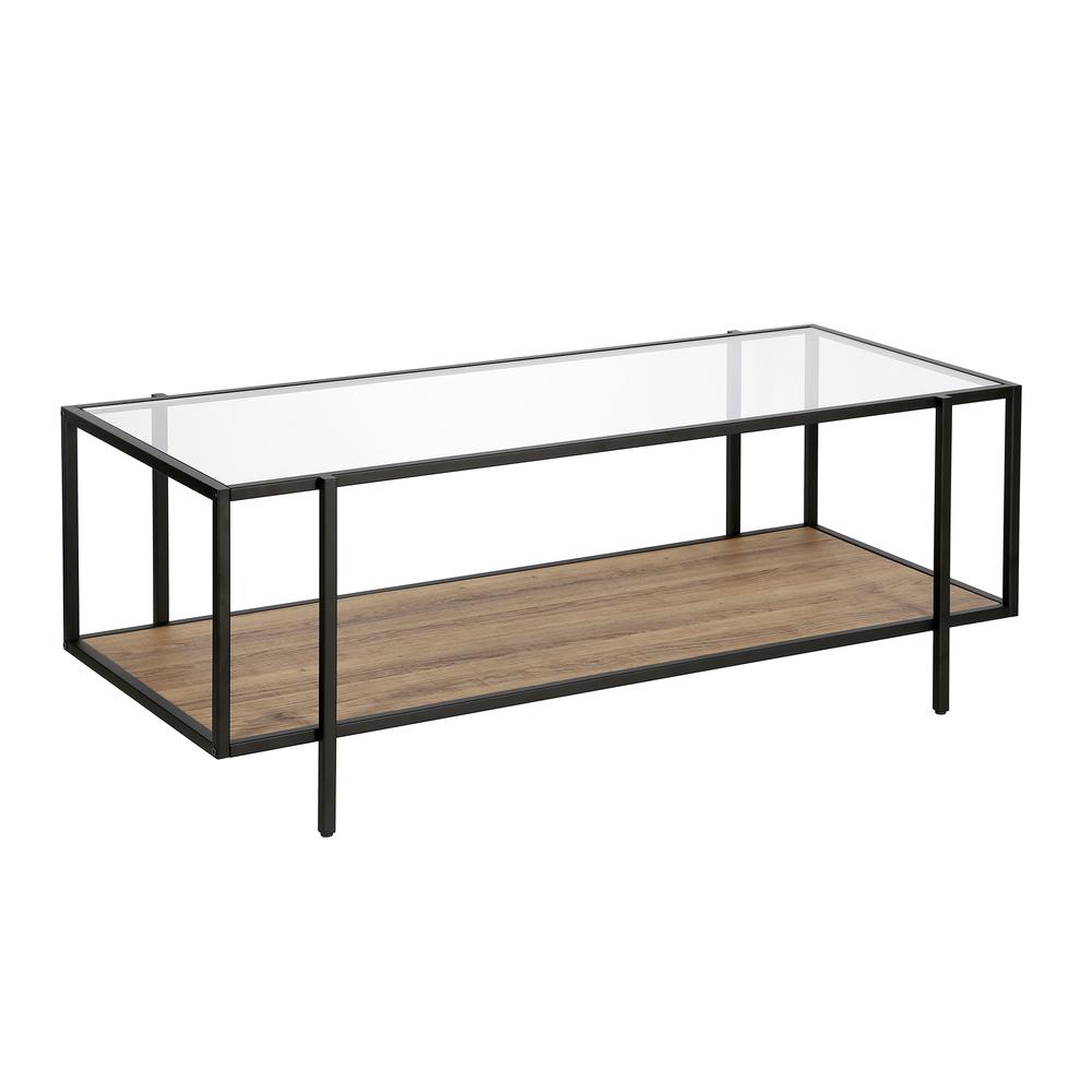 Vireo 45'' Wide Rectangular Coffee Table with MDF Shelf in Blackened Bronze/Rustic Oak. Picture 1