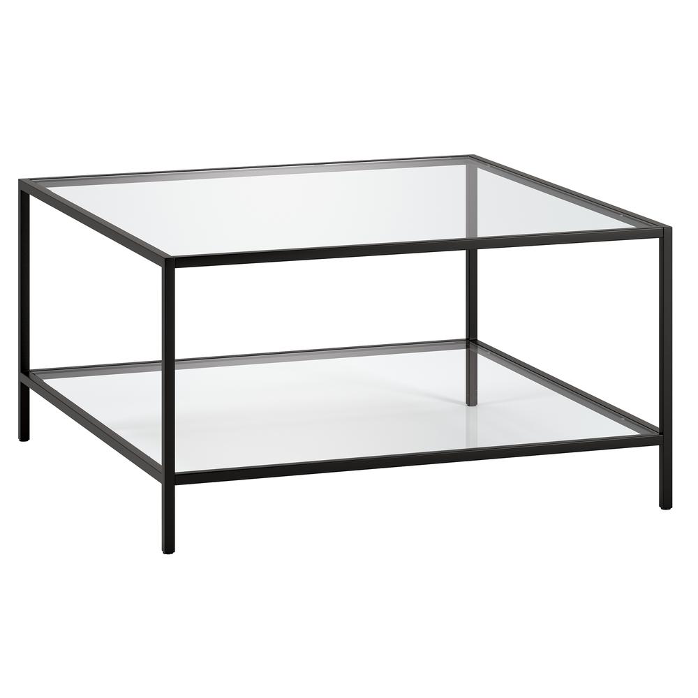 Sivil Square 32'' Wide Coffee Table in Blackened Bronze. Picture 1