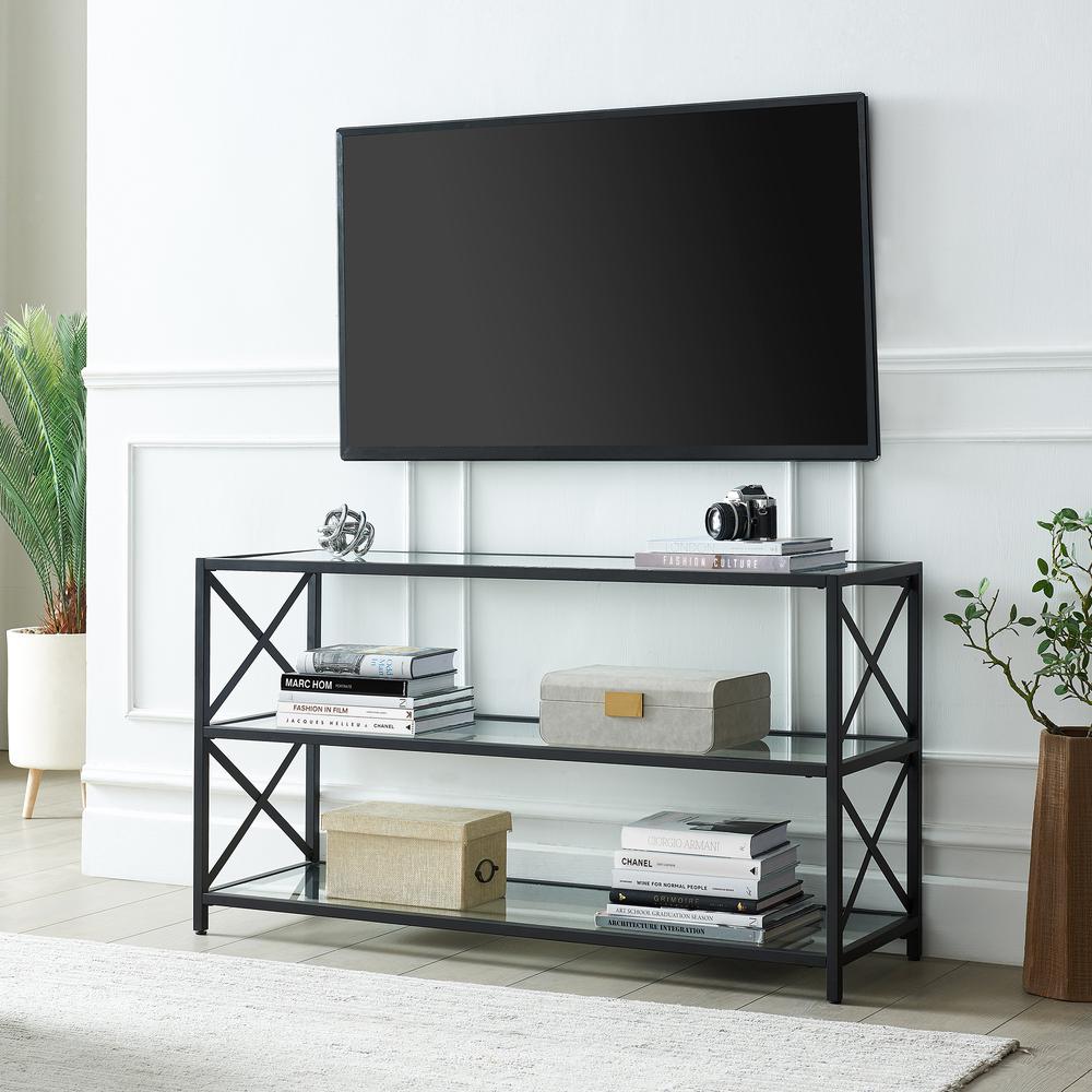 Hutton Rectangular TV Stand for TV's up to 50" in Blackened Bronze. Picture 2