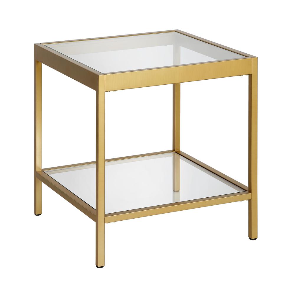 Alexis 20'' Wide Square Side Table in Brass. Picture 1