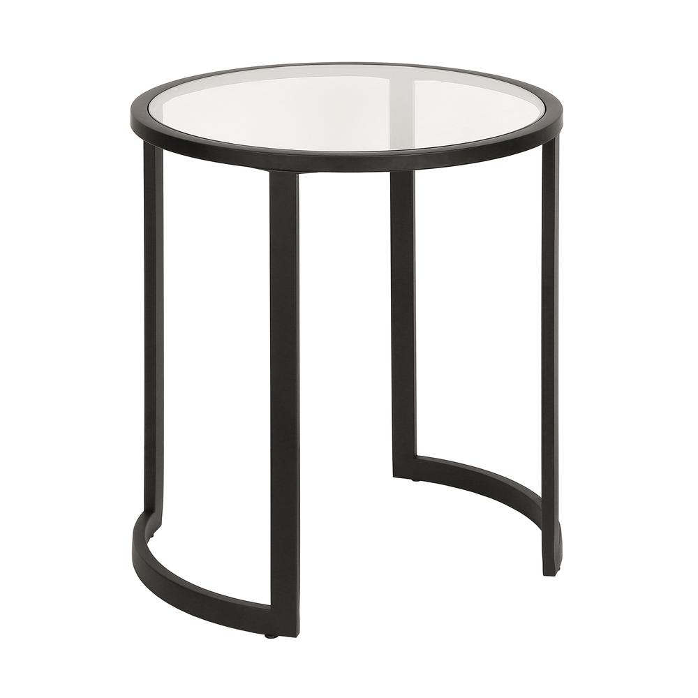 Mitera 20'' Wide Round Side Table in Blackened Bronze. Picture 1